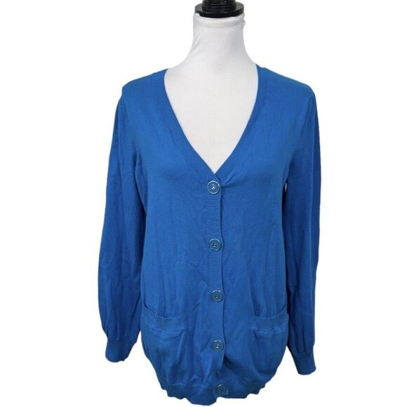 Designers Originals Button Front Cardigan Sweater Petite PL Blue New With Tags - Picture 1 of 11